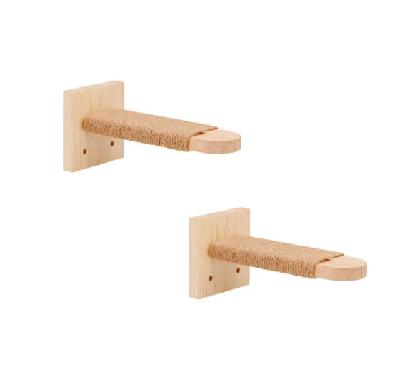 Natural Wood Cat Wall Furniture — 2 Sisal Steps