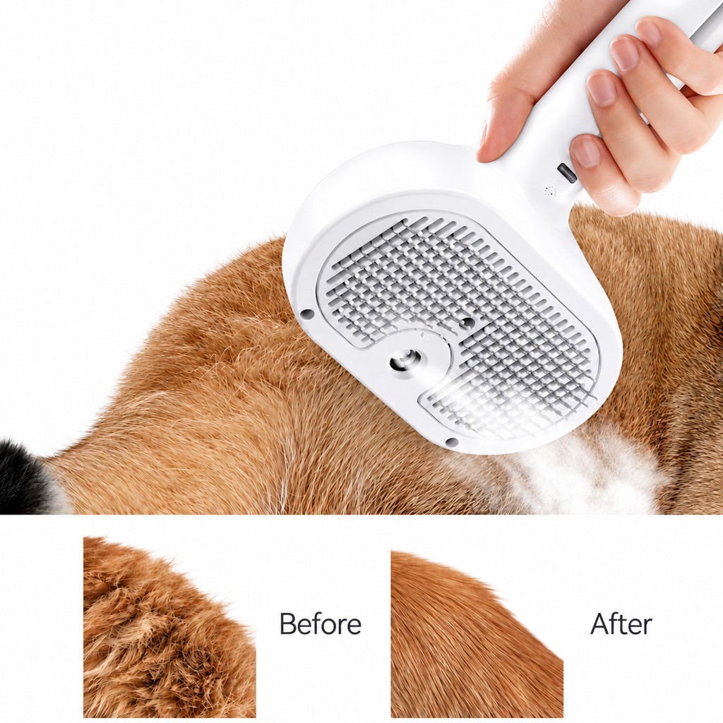 Rechargeable Mist Pet Grooming Brush
