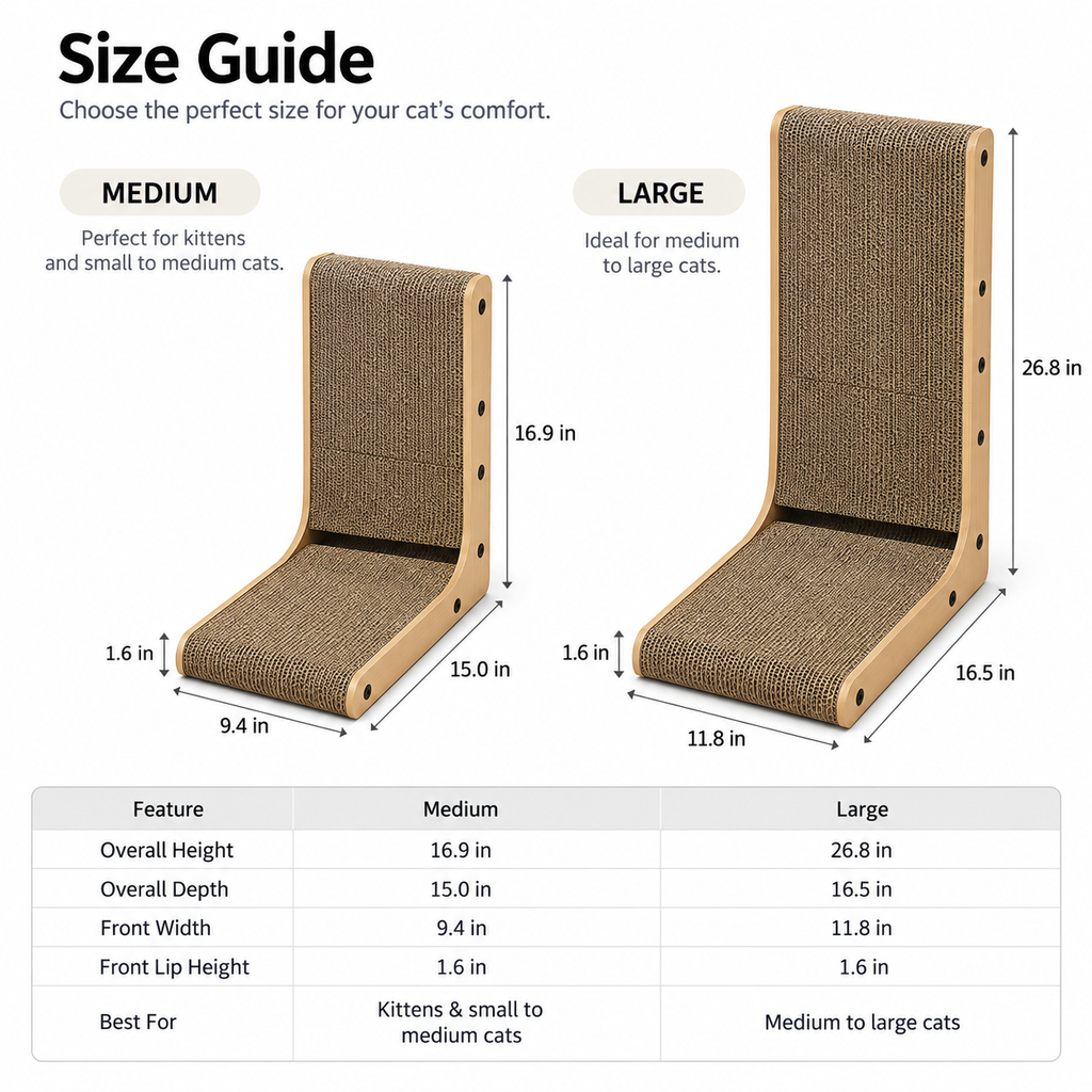 L-Shaped Wood & Cardboard Cat Scratcher