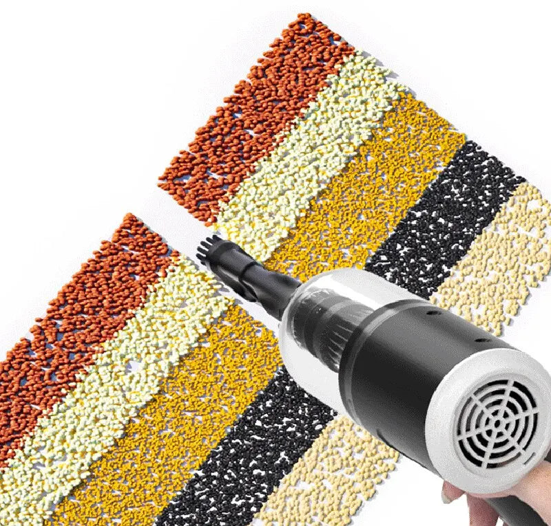 Brush nozzle lifting dry debris from a rug