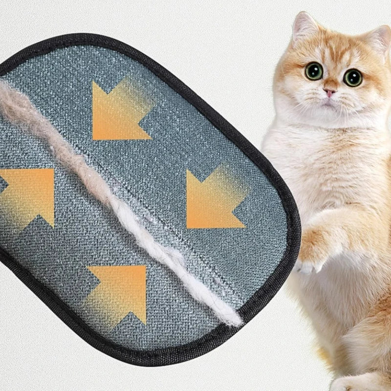 Pet hair mitt cleaning a fabric surface