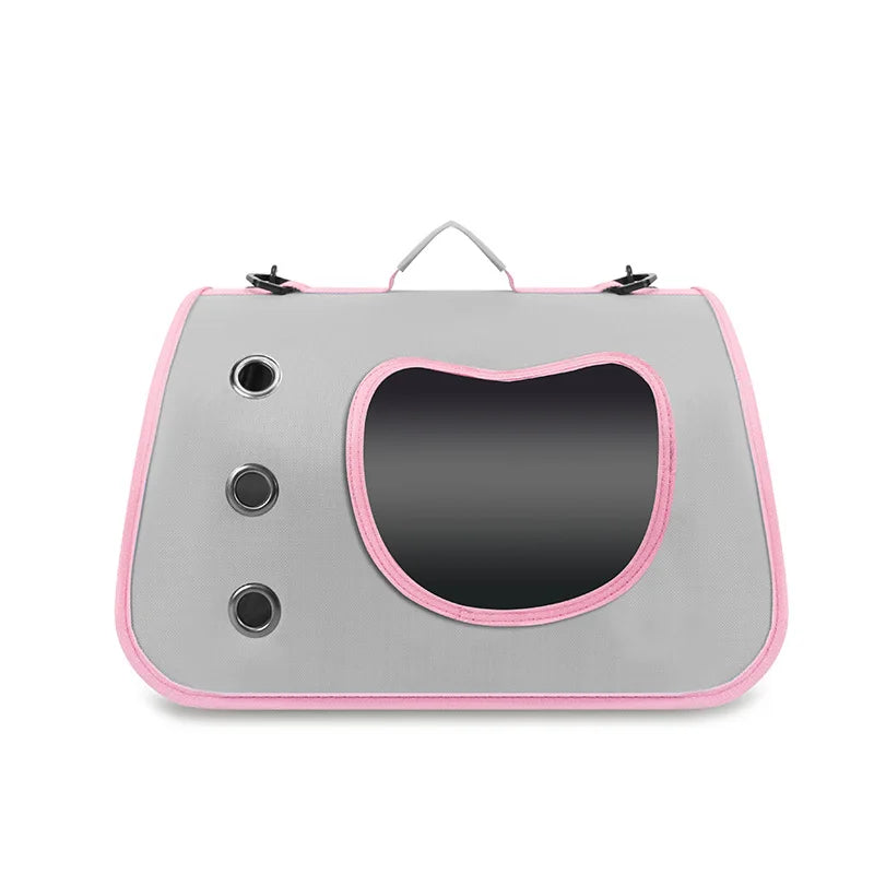 Pink foldable Oxford pet carrier