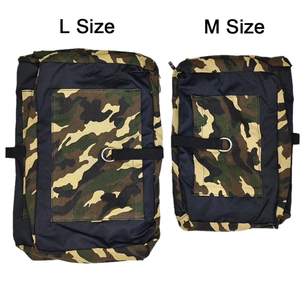 Large and Medium saddle packs shown side by side