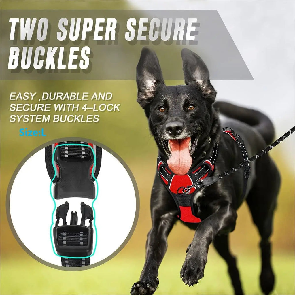 Secure buckle detail on the reflective harness