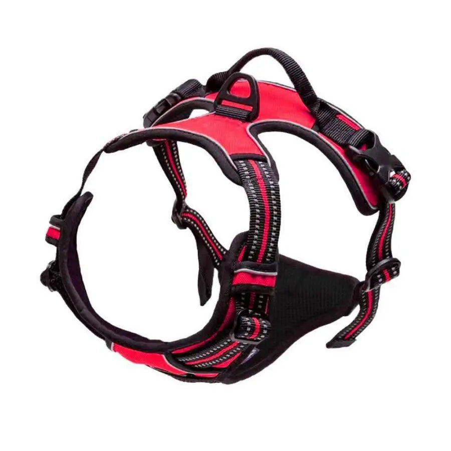 Red reflective dual-clip dog harness