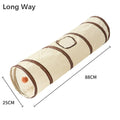 Beige and brown straight cat tunnel measuring 88 by 25 cm