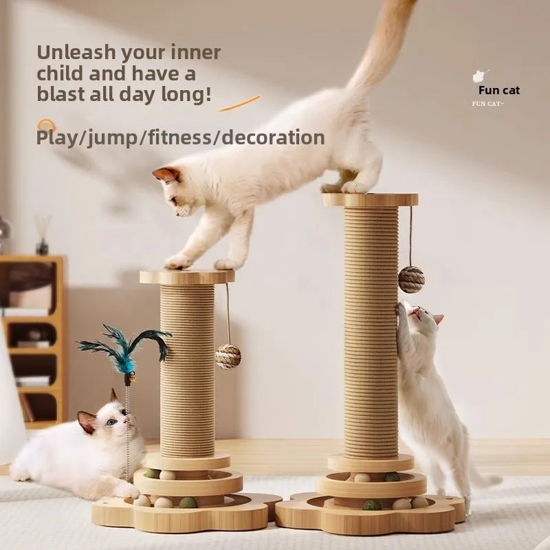 Wooden Activity Cat Scratcher with Ball Tracks