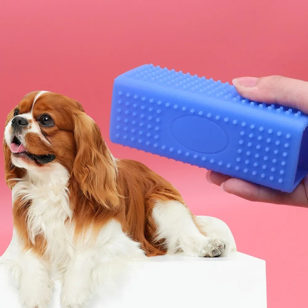 Blue silicone hair lifting brush in hand