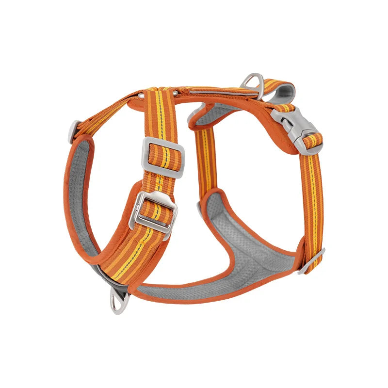 Orange reflective Y-front dog harness