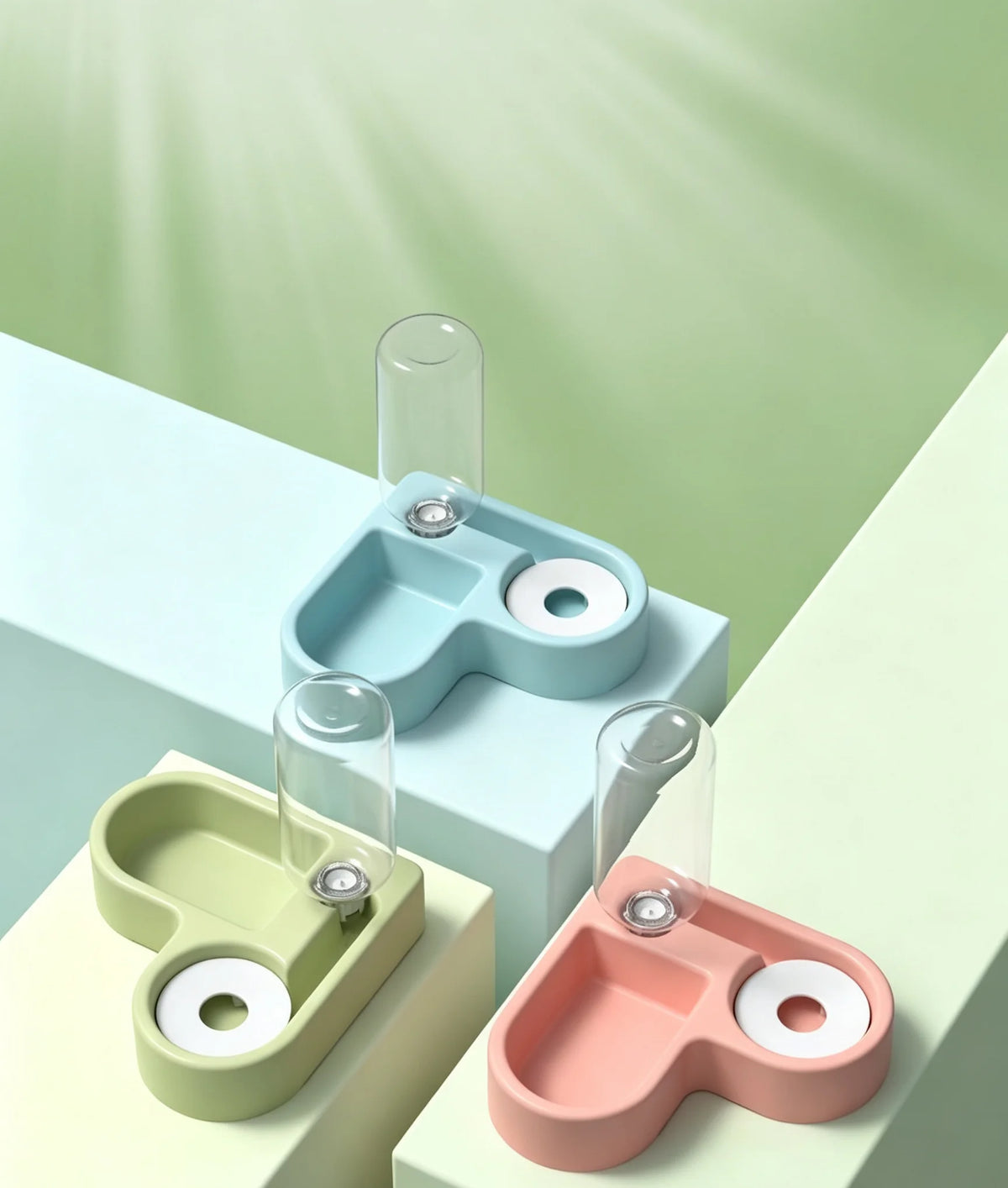 Four heart-shaped feeding-station colors