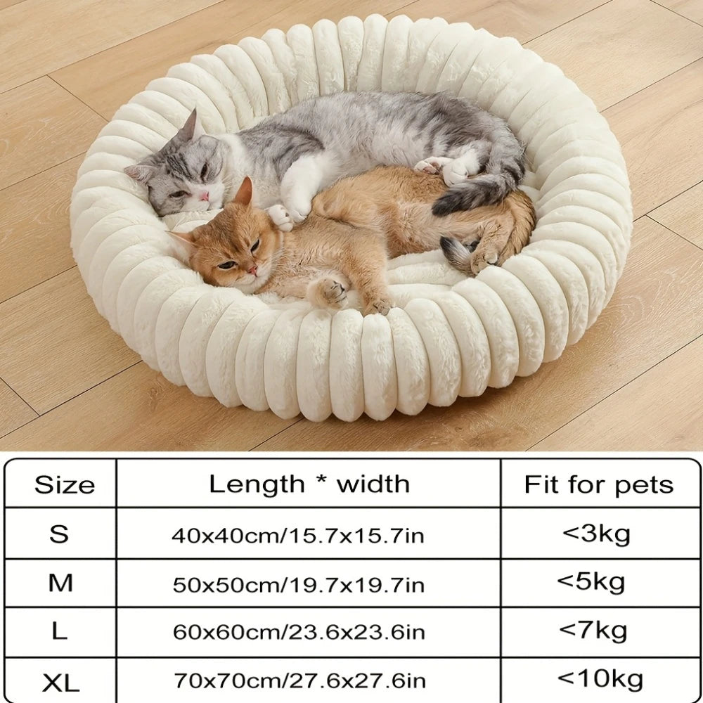 Ribbed Plush Donut Pet Bed