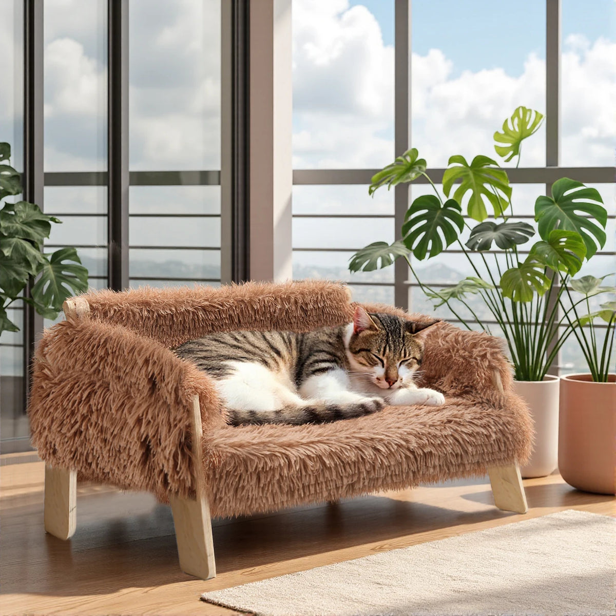Raised Plush Cat Sofa