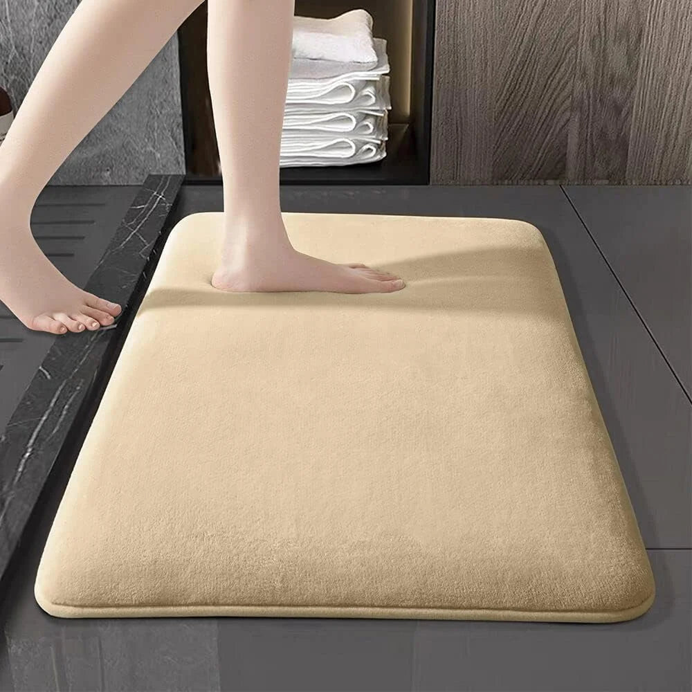 Apricot rectangular memory-foam bath mat