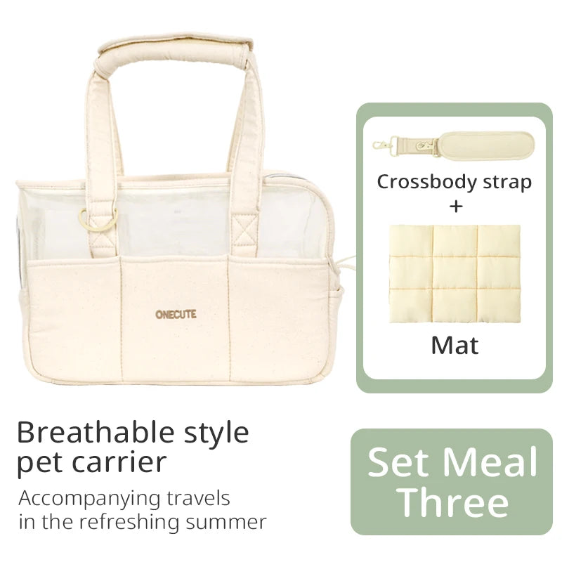 Bag + Shoulder Strap + Mat / S Breathable Pet Tote Carrier