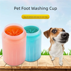 Orange and blue soft-bristle dog paw cleaner cups