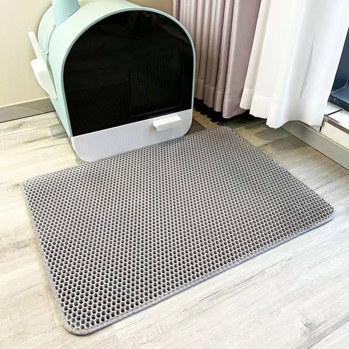 Gray double-layer cat litter mat