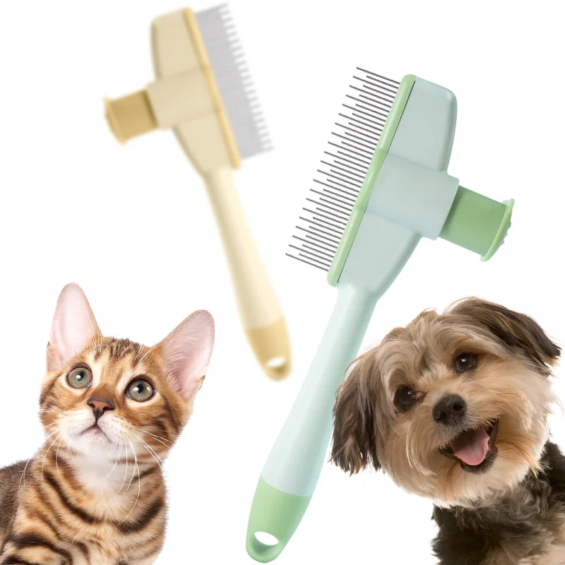 Green and yellow two-brush grooming set
