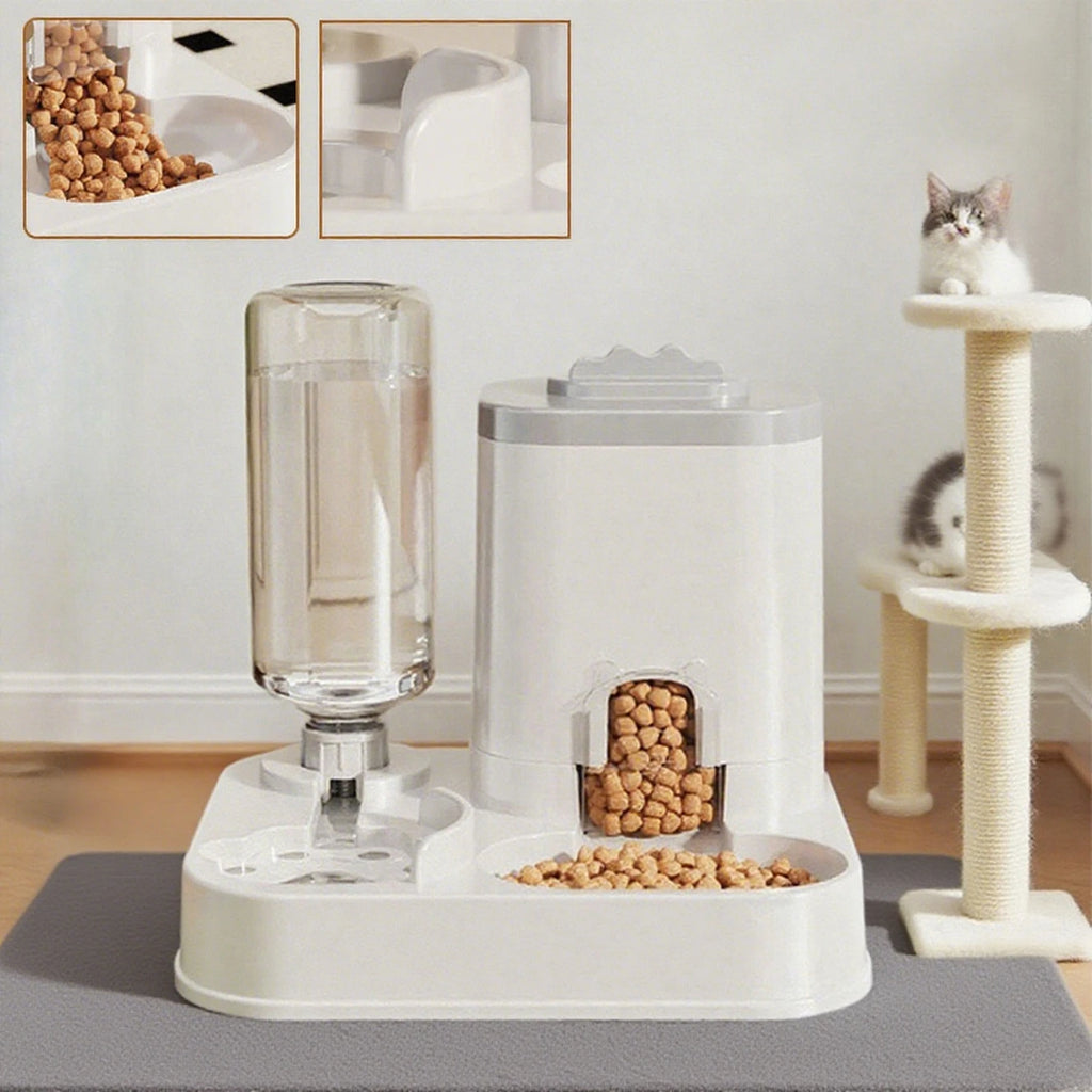 White and gray two-in-one gravity food and water station