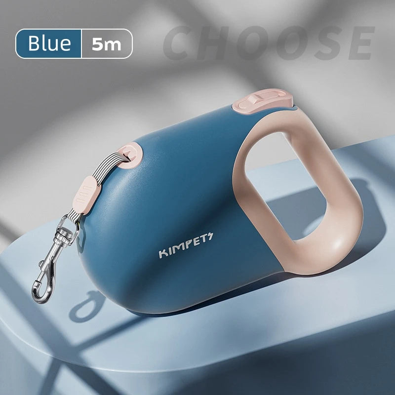 Blue Striped Tape Retractable Dog Leash