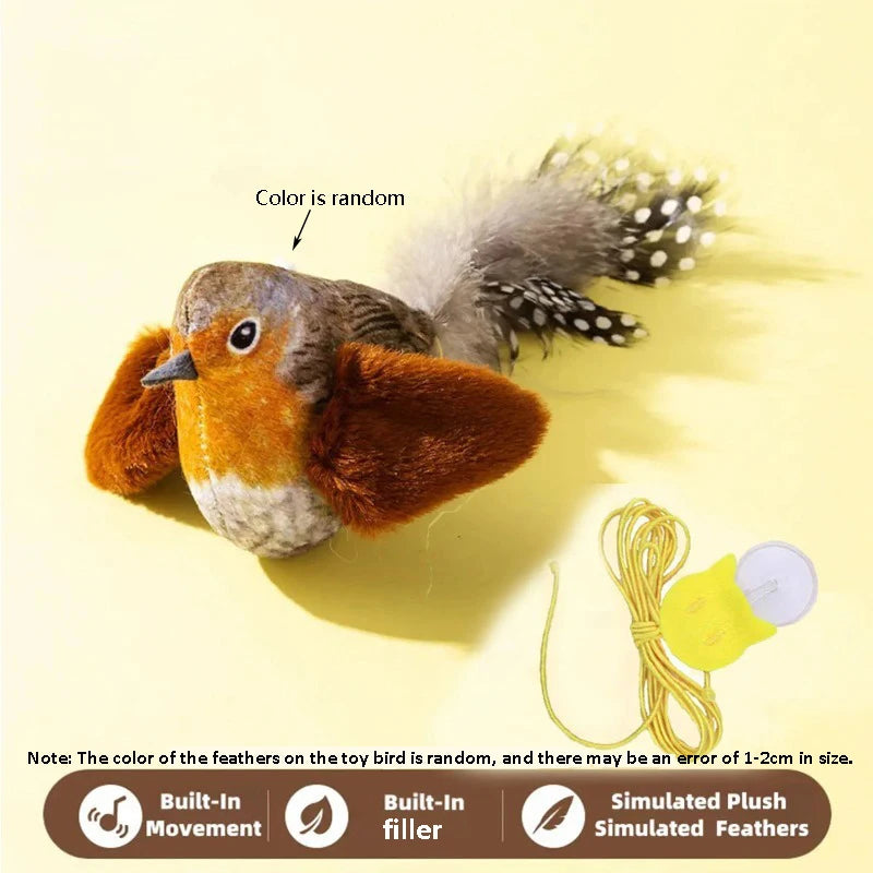 Brown bird toy with elastic hanging ring