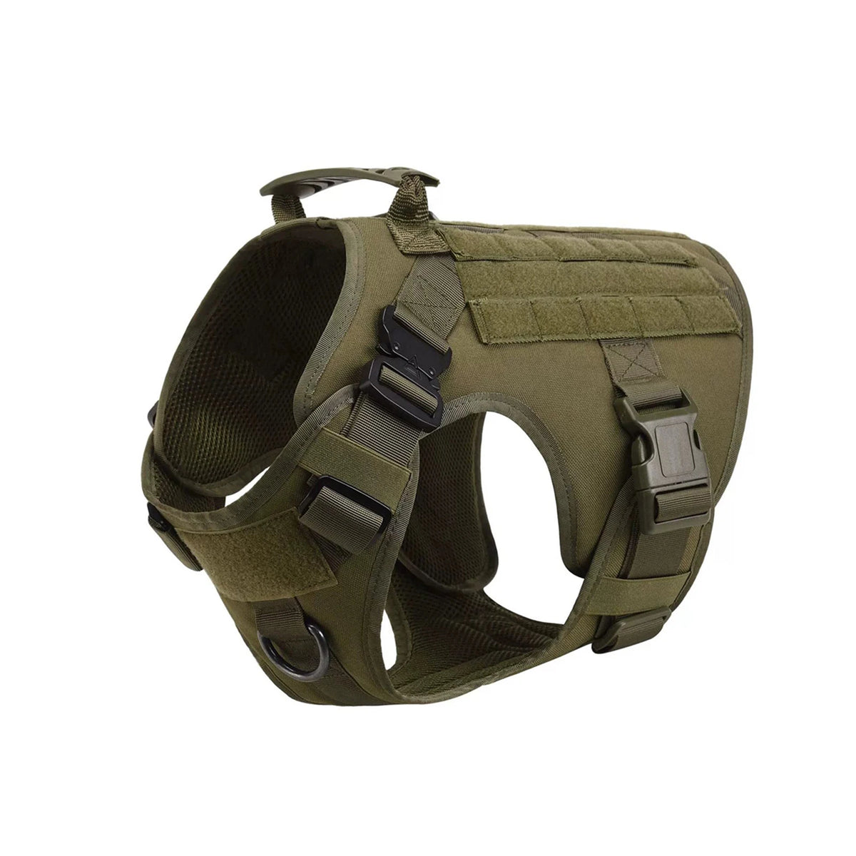 Green Tactical Dog Harness & Walking Set
