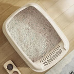 Top view of a filled high-sided litter box