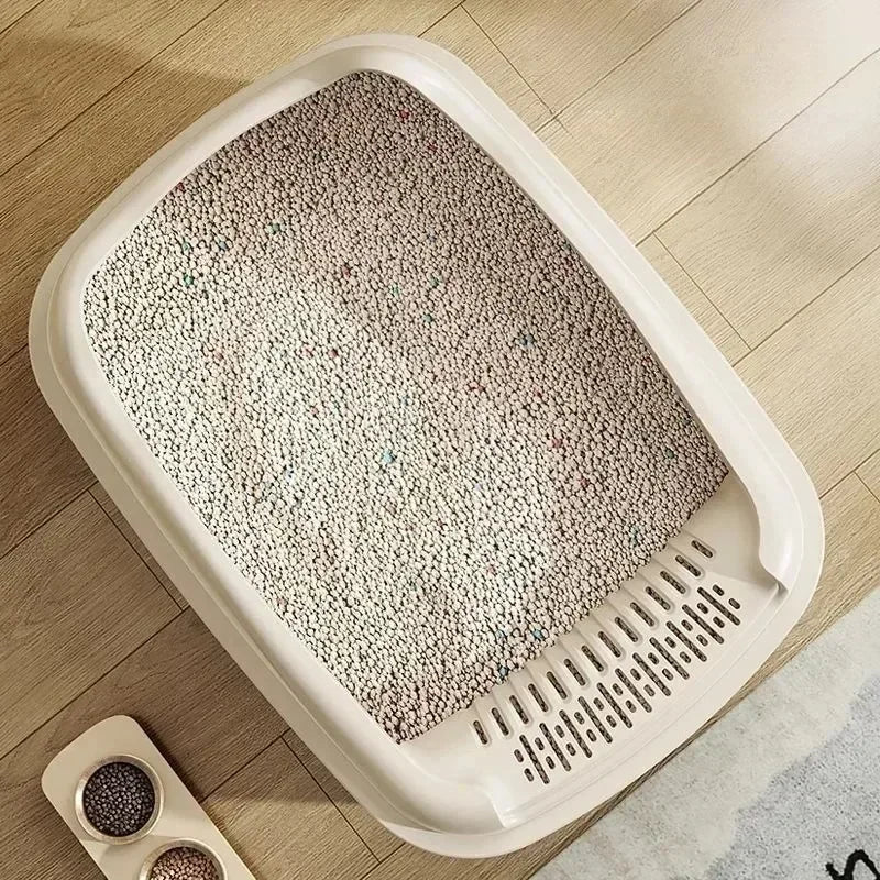 Top view of a filled high-sided litter box