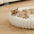 Ribbed Plush Donut Pet Bed