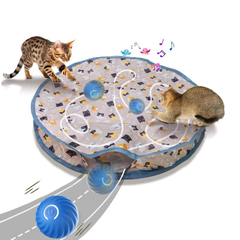 Automatic rolling ball moving beneath the printed hideaway pouch