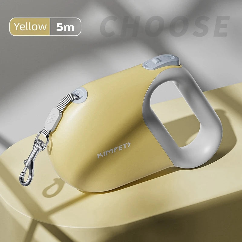 Yellow Striped Tape Retractable Dog Leash