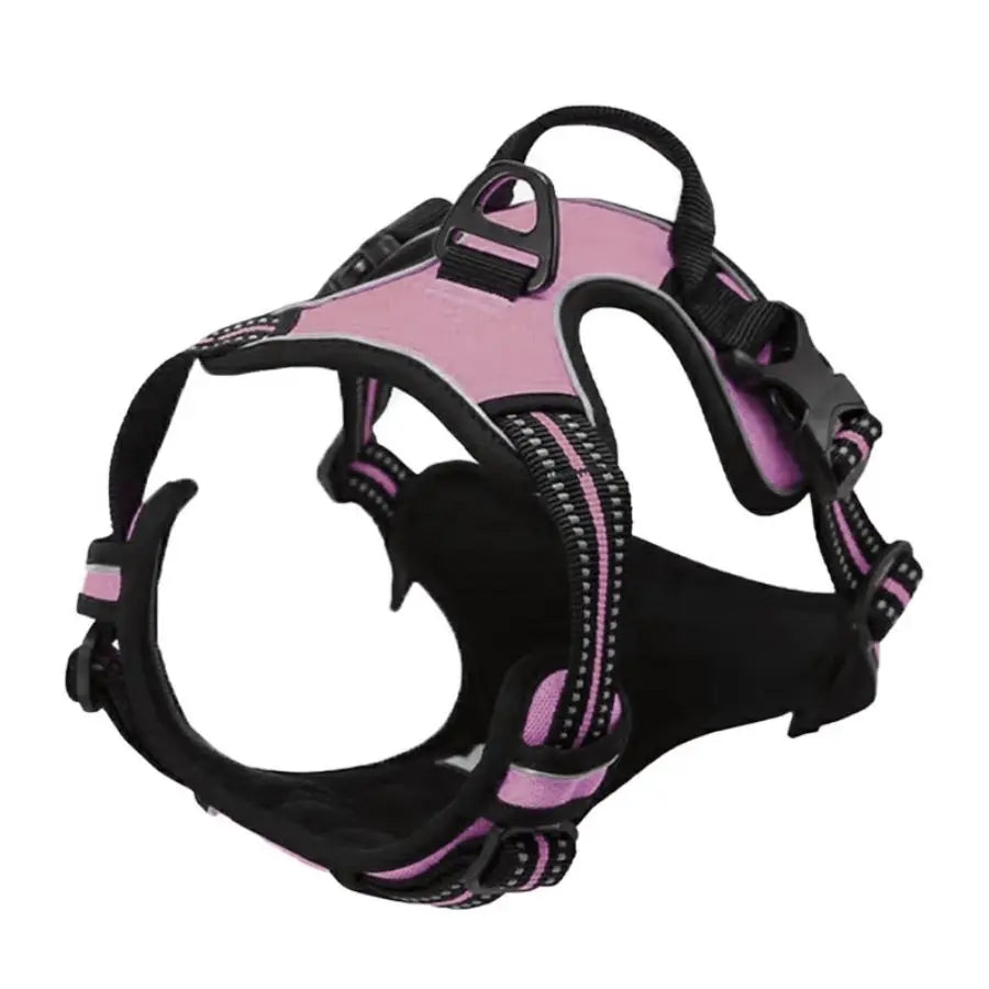 Pink reflective dual-clip dog harness