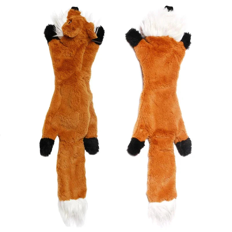 Orange fox stuffing-free squeaky dog toy