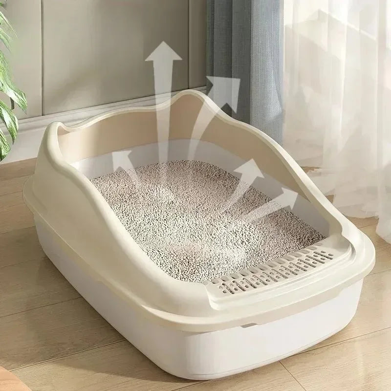 Open-top litter box with high sides