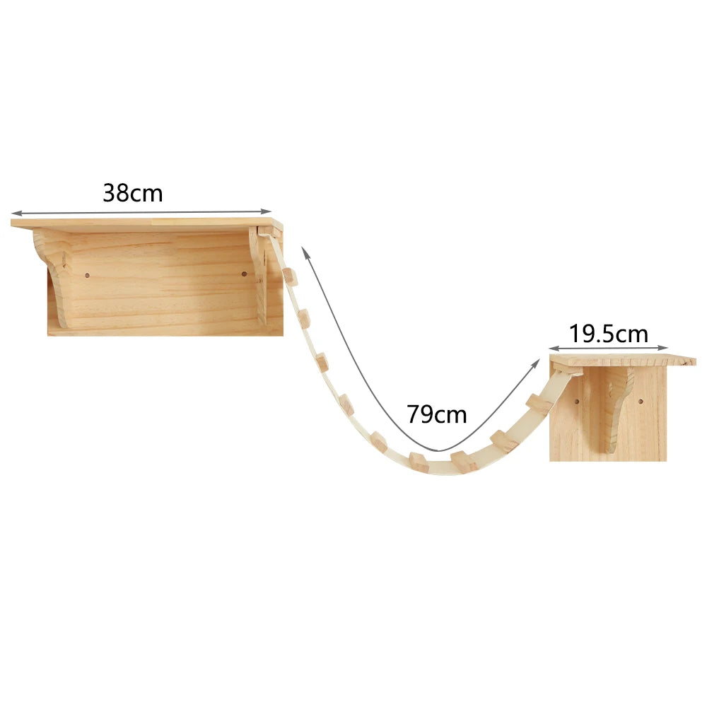 Natural Wood Cat Wall Furniture — Rope Bridge