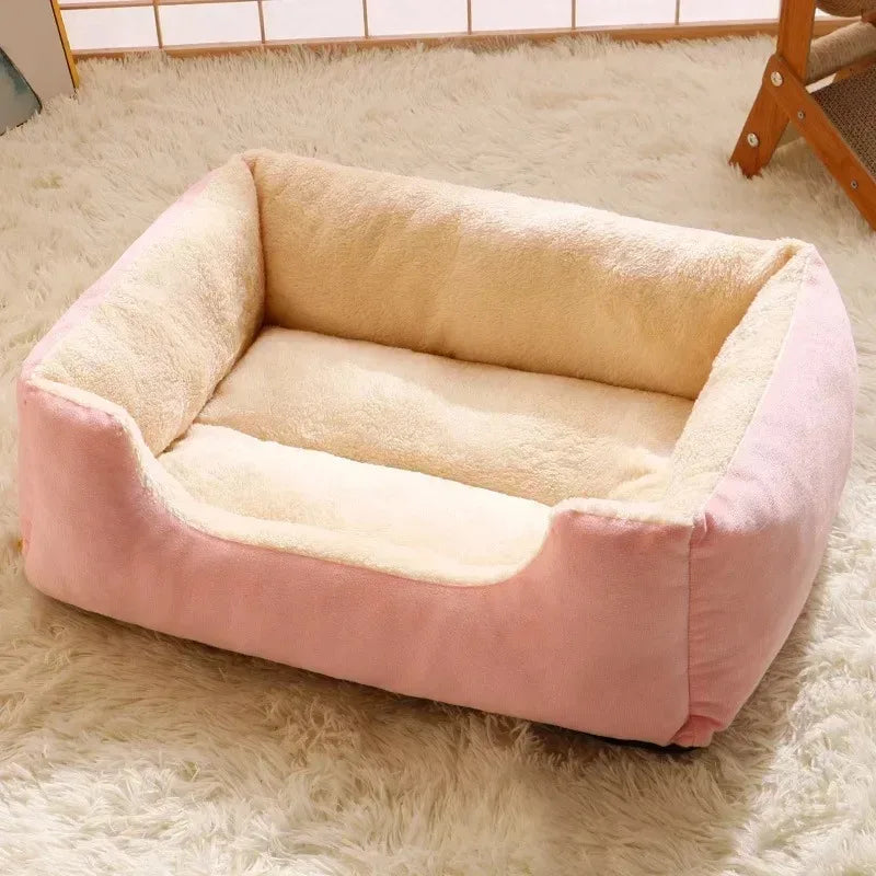 Rectangular plush bolster pet bed