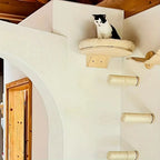 Wall-mounted cat hammock with sisal climbing posts