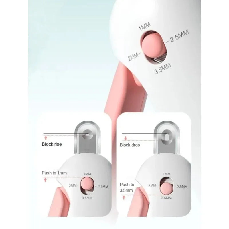 Close-up of the adjustable 1, 2, 2.5 and 3.5 mm nail openings