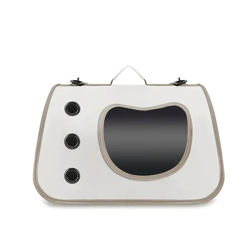 White foldable small pet carrier on white background