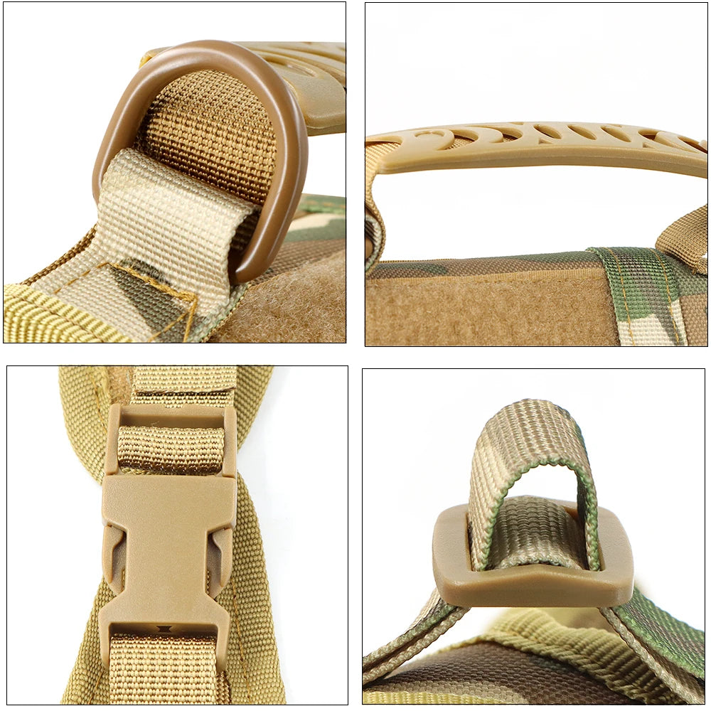 Detail views of the brown tactical harness