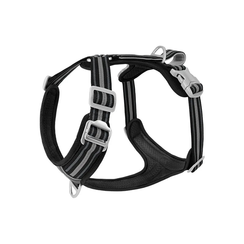 Black reflective Y-front dog harness