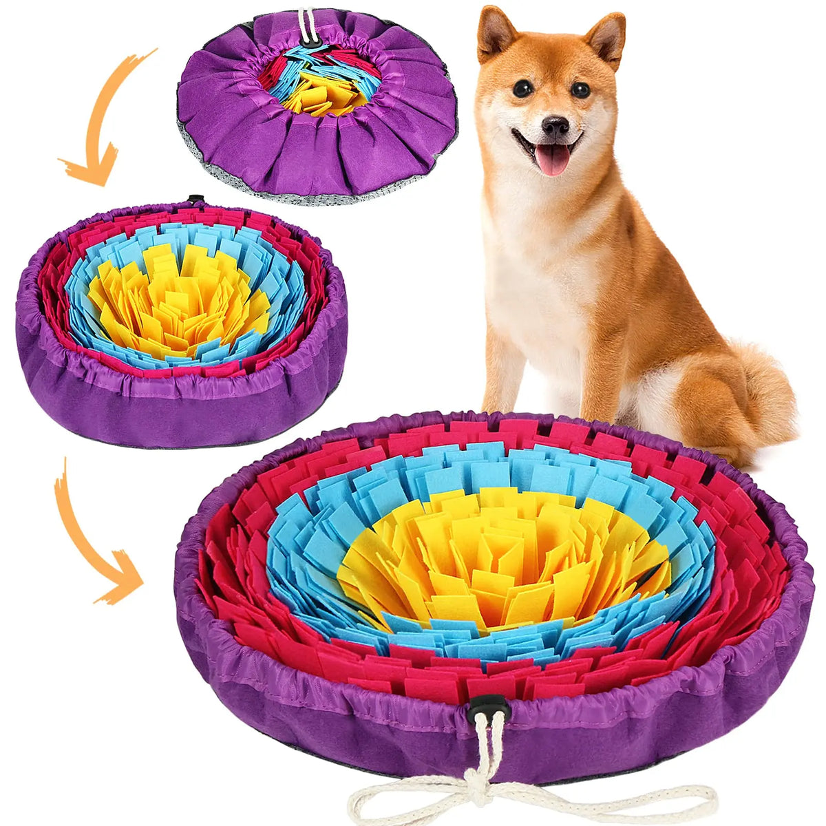 Adjustable Round Snuffle Mat — Purple Mix