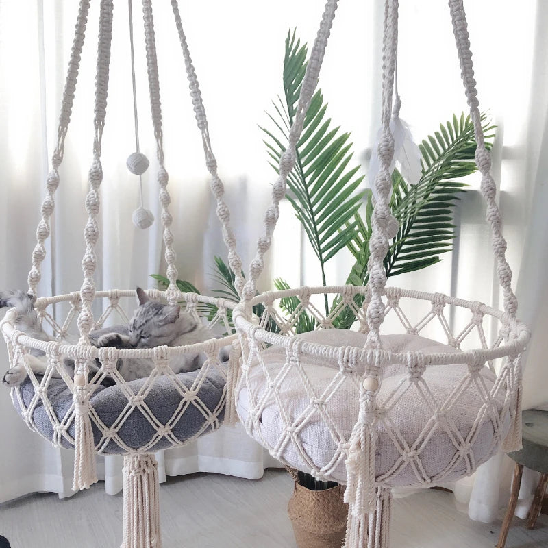Macramé Hanging Cat Beds & Cushions