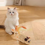 Cat playing with a sisal mouse toy