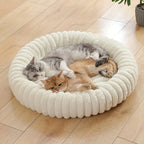 Ribbed Plush Donut Pet Bed