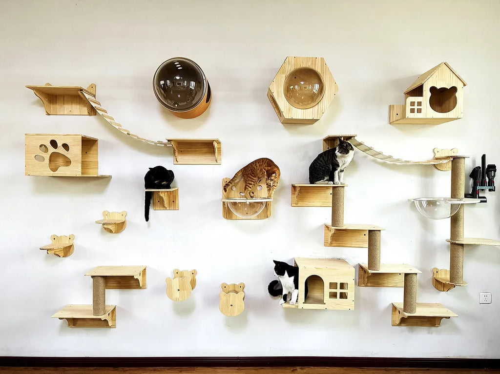 Natural Wood Cat Wall Furniture