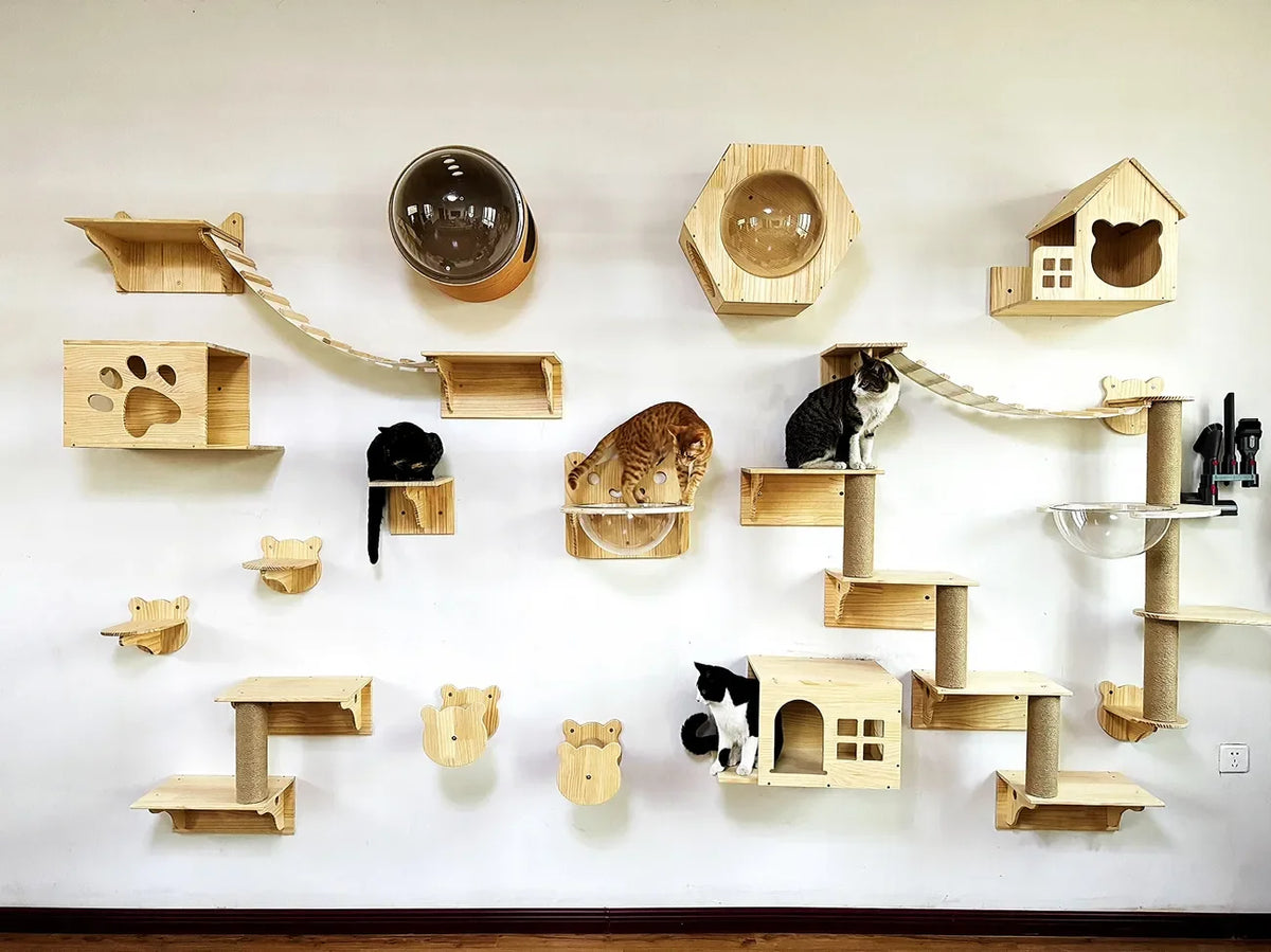 Natural Wood Cat Wall Furniture