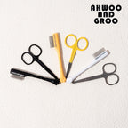 Black and yellow pet face comb and scissors sets