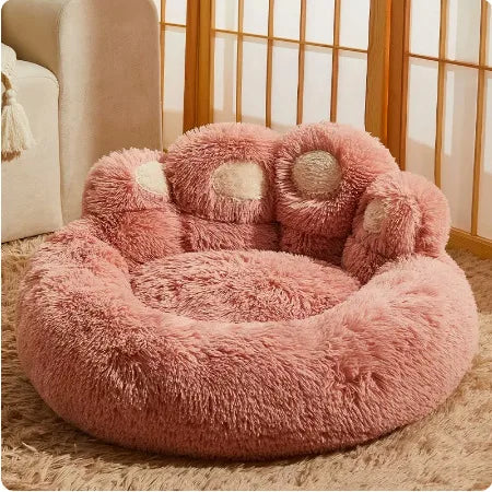 Paw-Shaped Plush Pet Bed — Pink