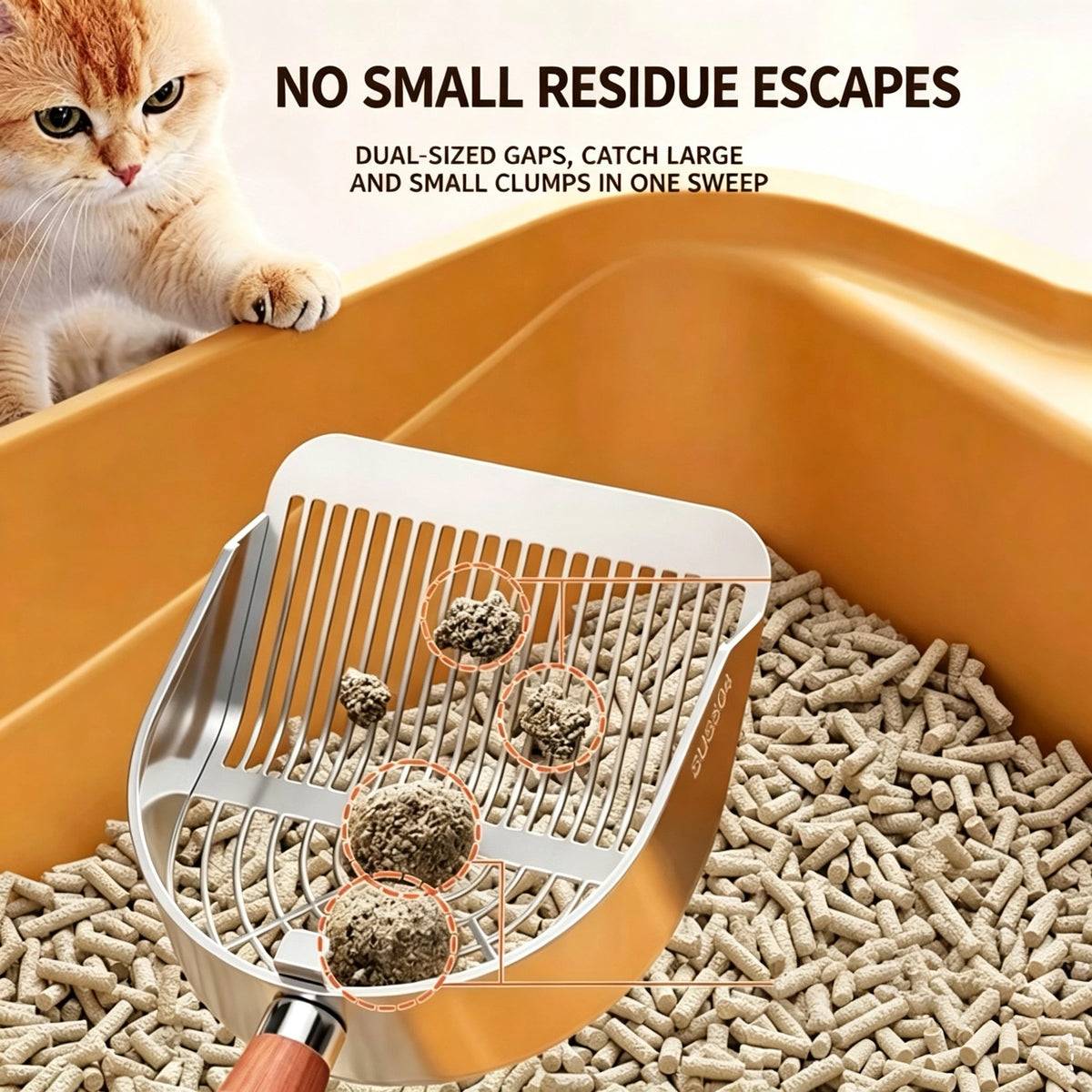 Round-hole stainless steel scoop sifting fine cat litter