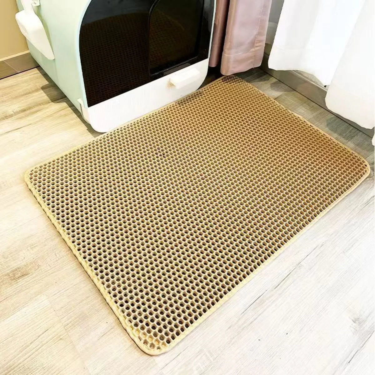 Yellow double-layer cat litter mat
